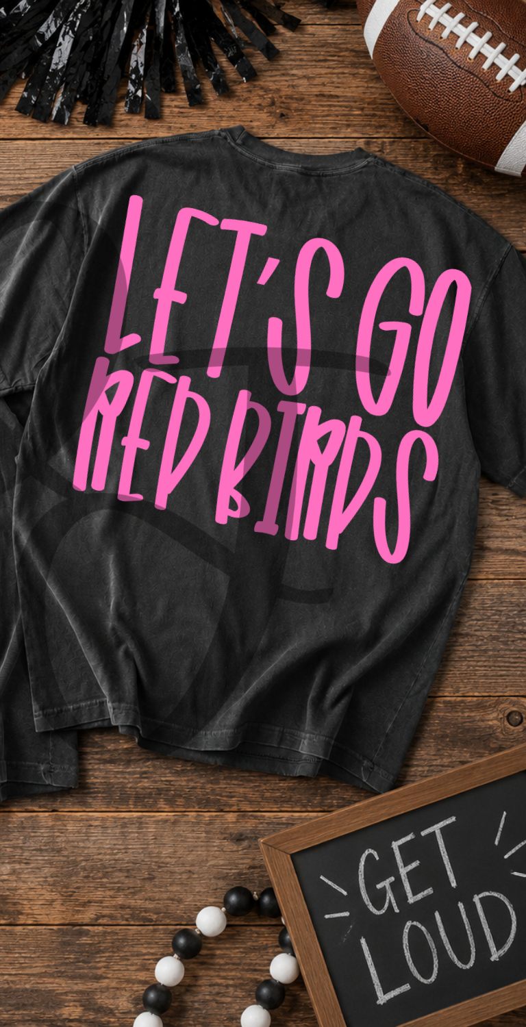 Lets go red birds- pink (Parker) DTF Transfer