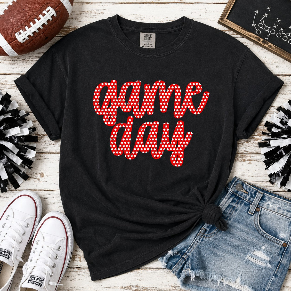 Game Day Red with Dots (Parker) DTF transfer