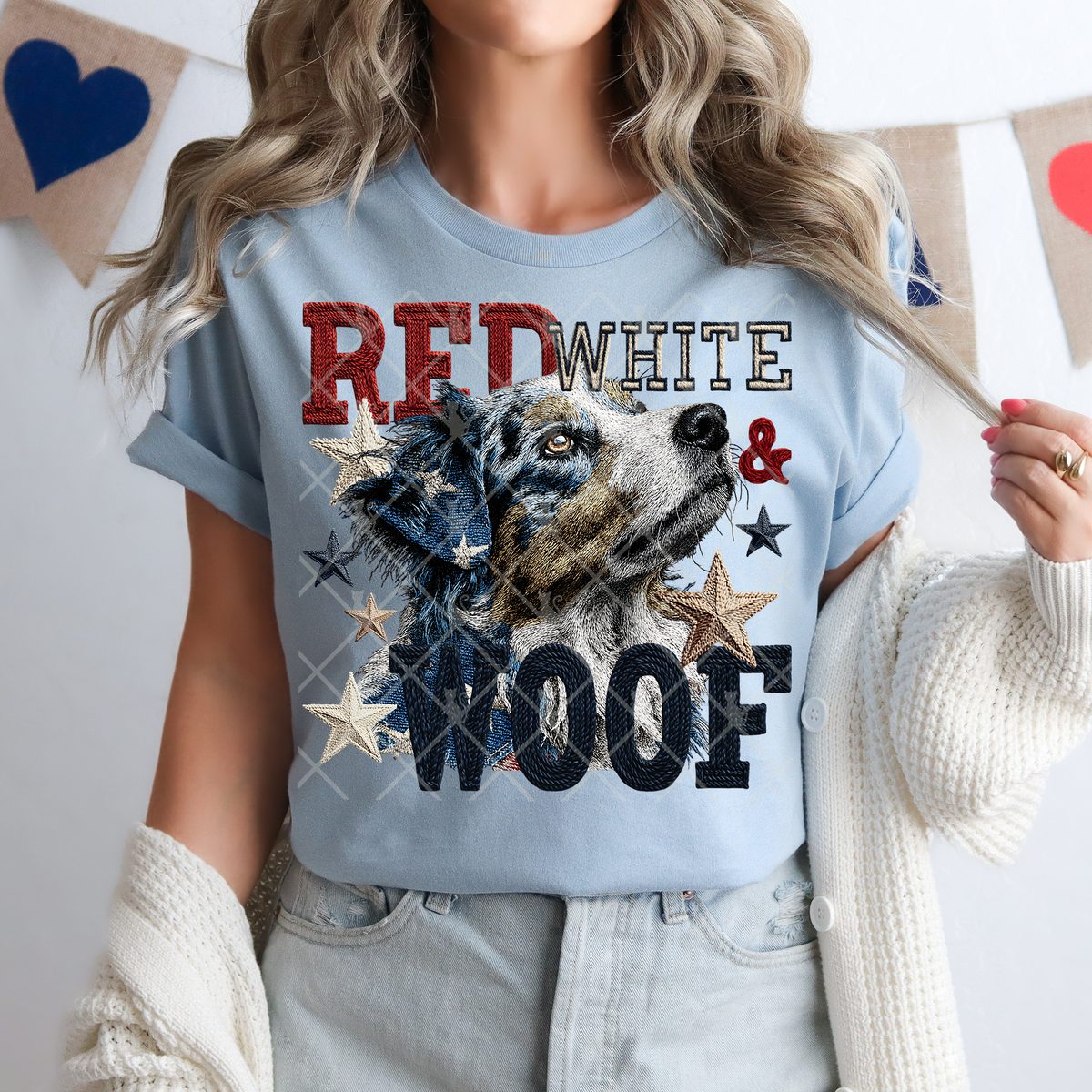 Red White & Woof Australian Shepherd (TTD) DTF Transfer