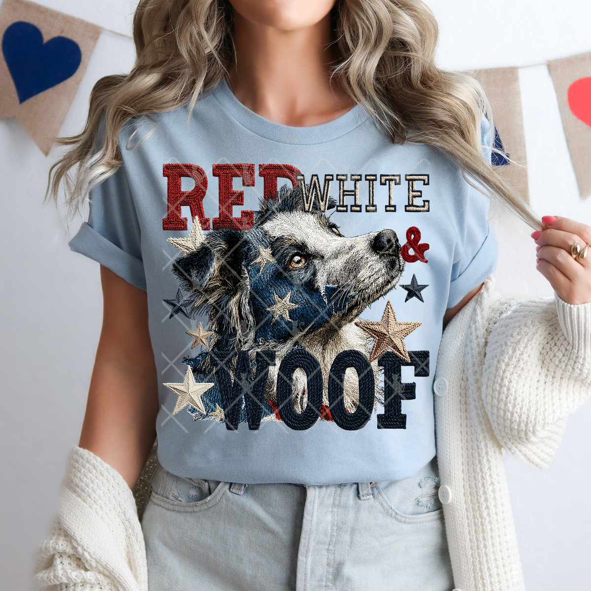 Red white & woof border collie (TTD) DTF Transfer