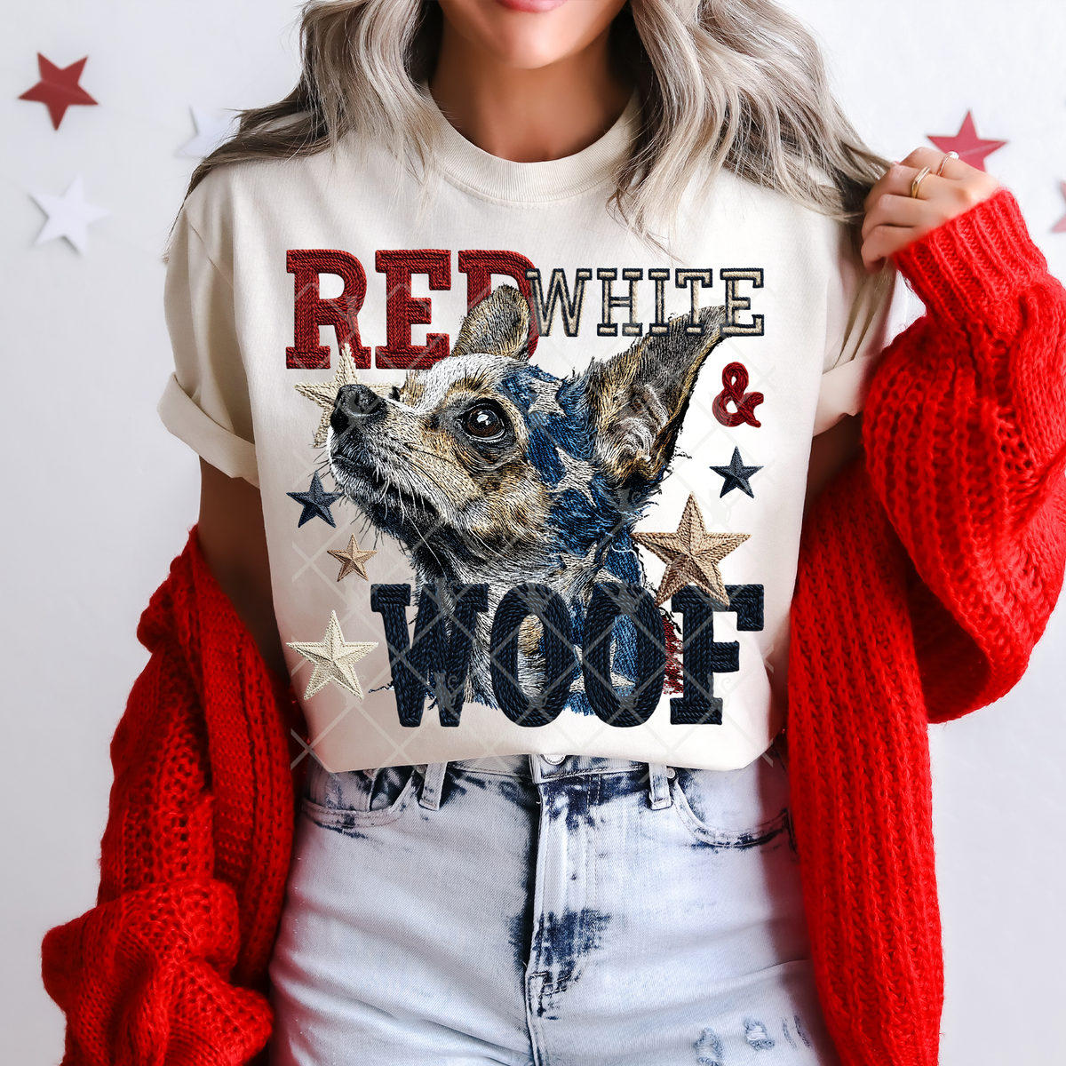 Red White & Woof Chihuahua (TTD) DTF Transfer