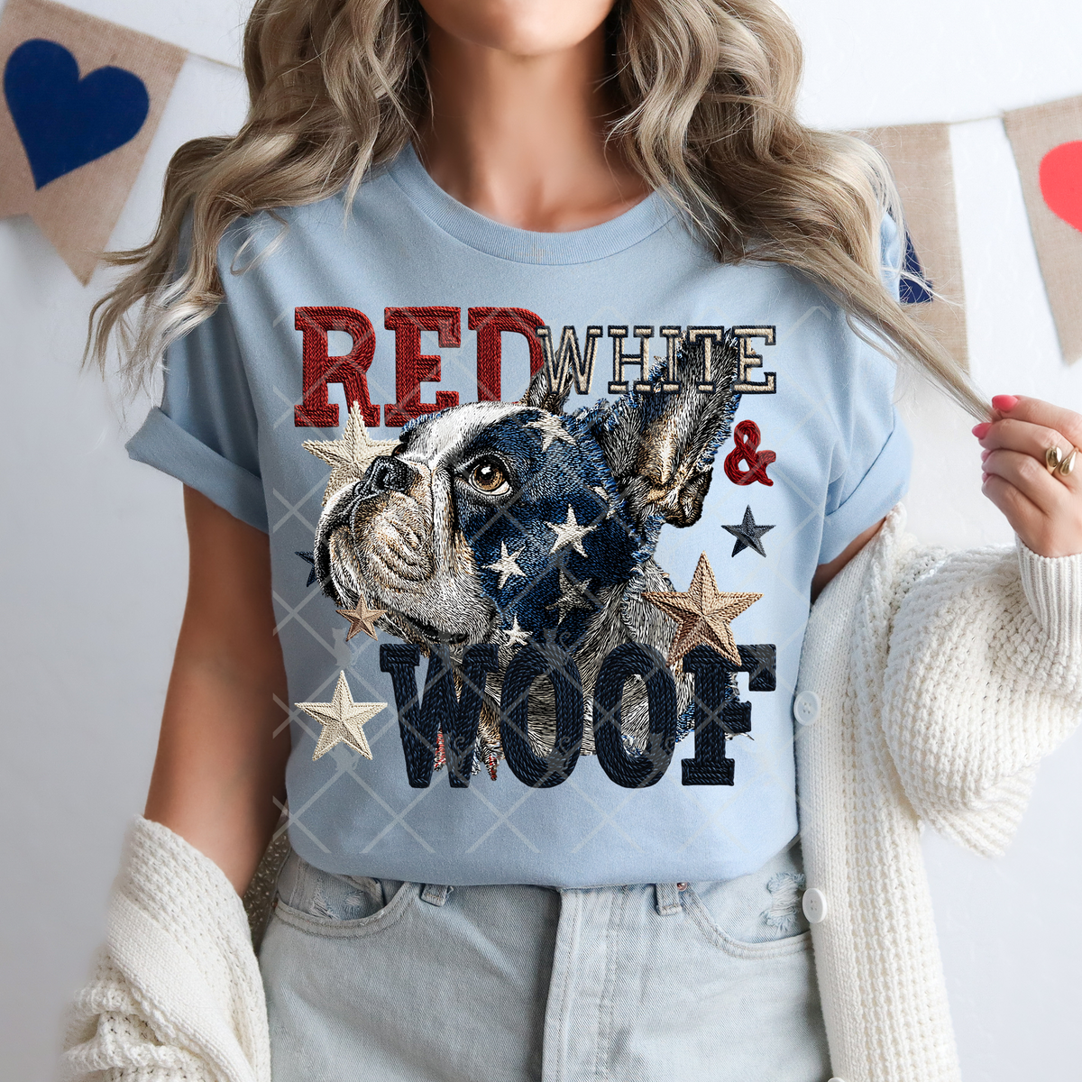 Red white & woof french bulldog (TTD) DTF Transfer