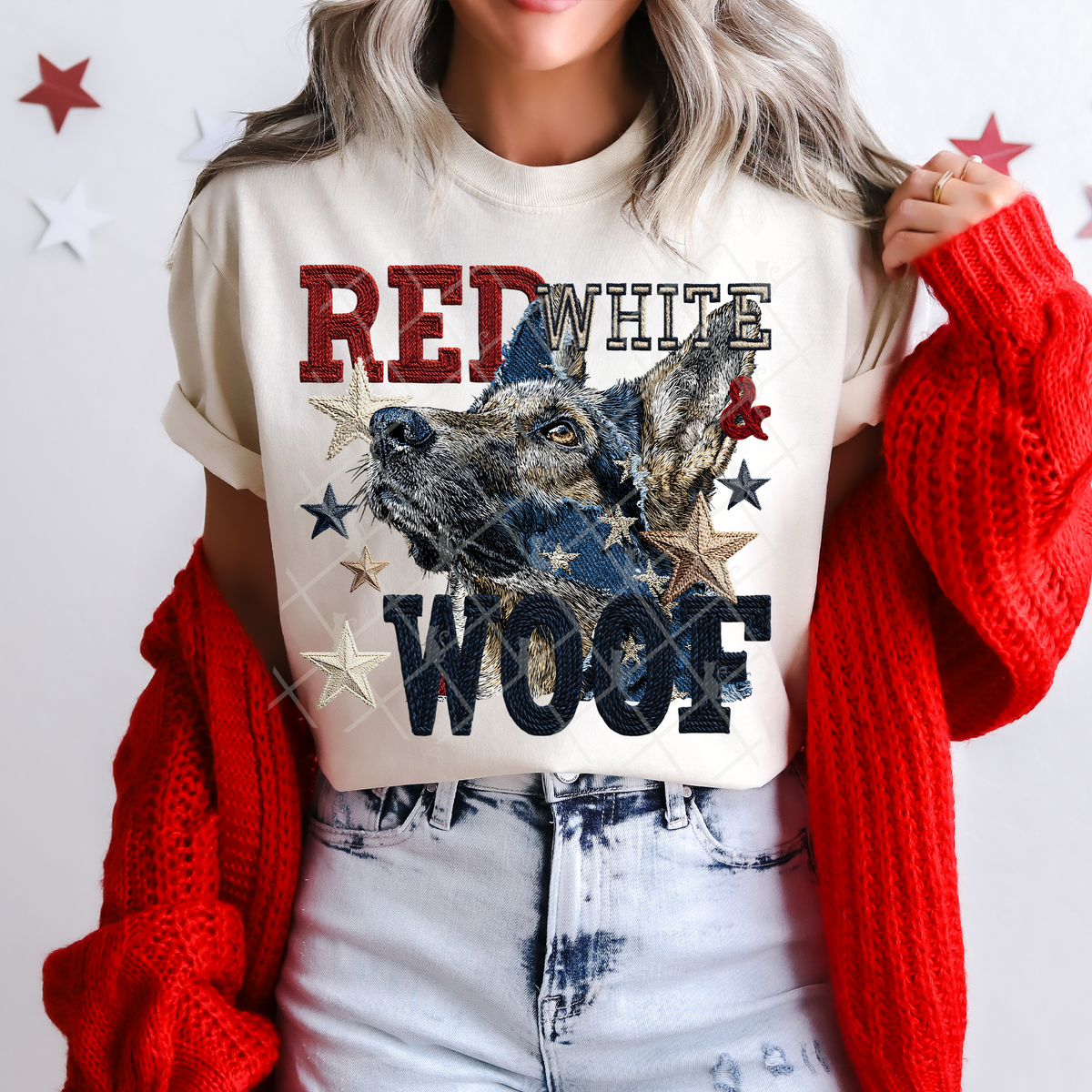 Red White & Woof German Shepherd (TTD) DTF Transfer