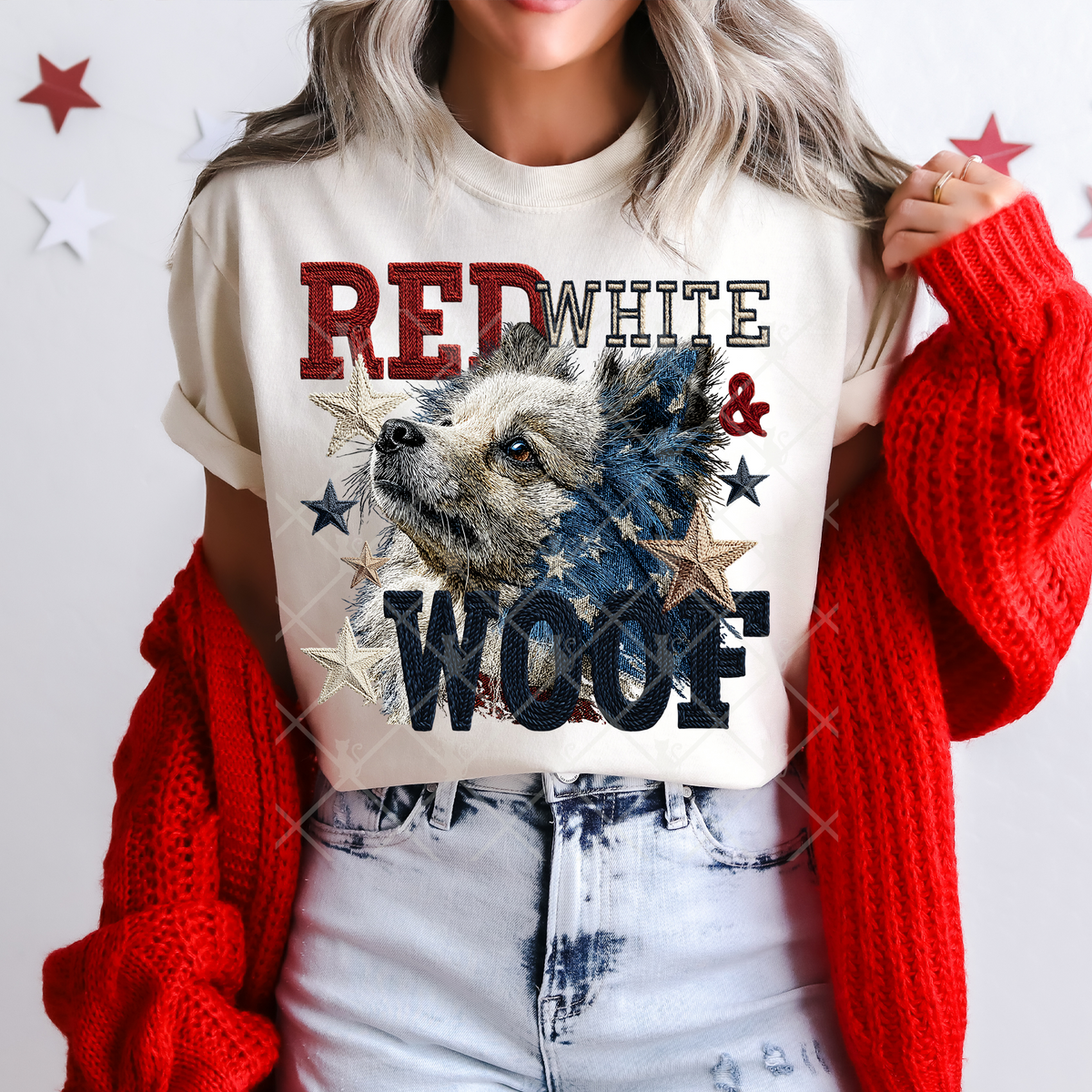 Red white & woof keeshond (TTD) DTF Transfer