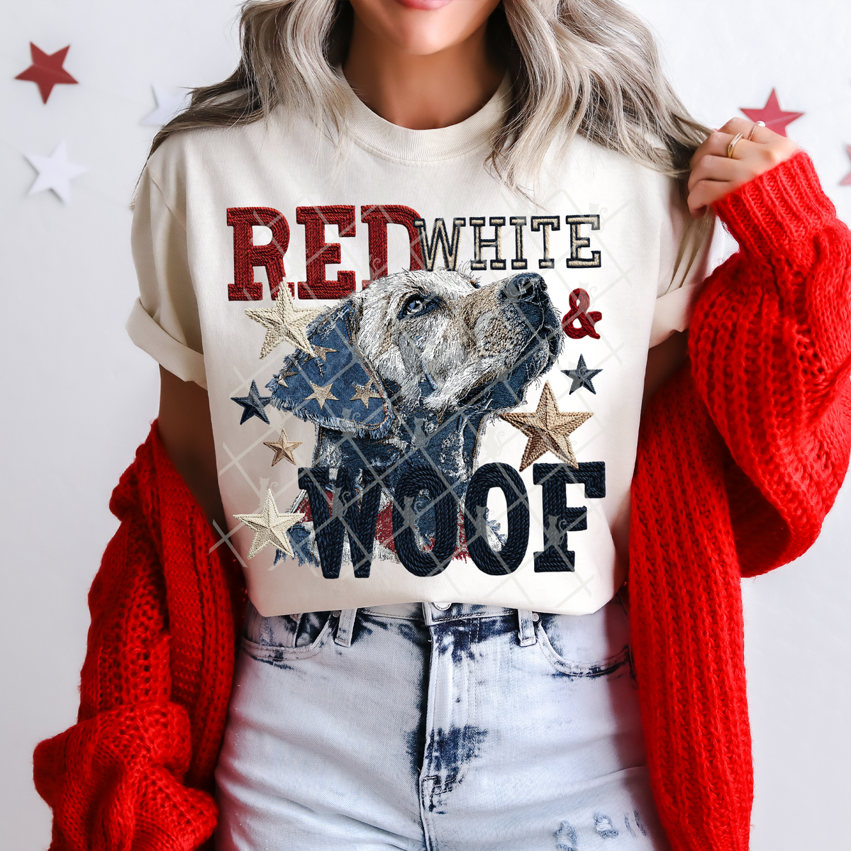 Red white & woof labrador (TTD) DTF Transfer