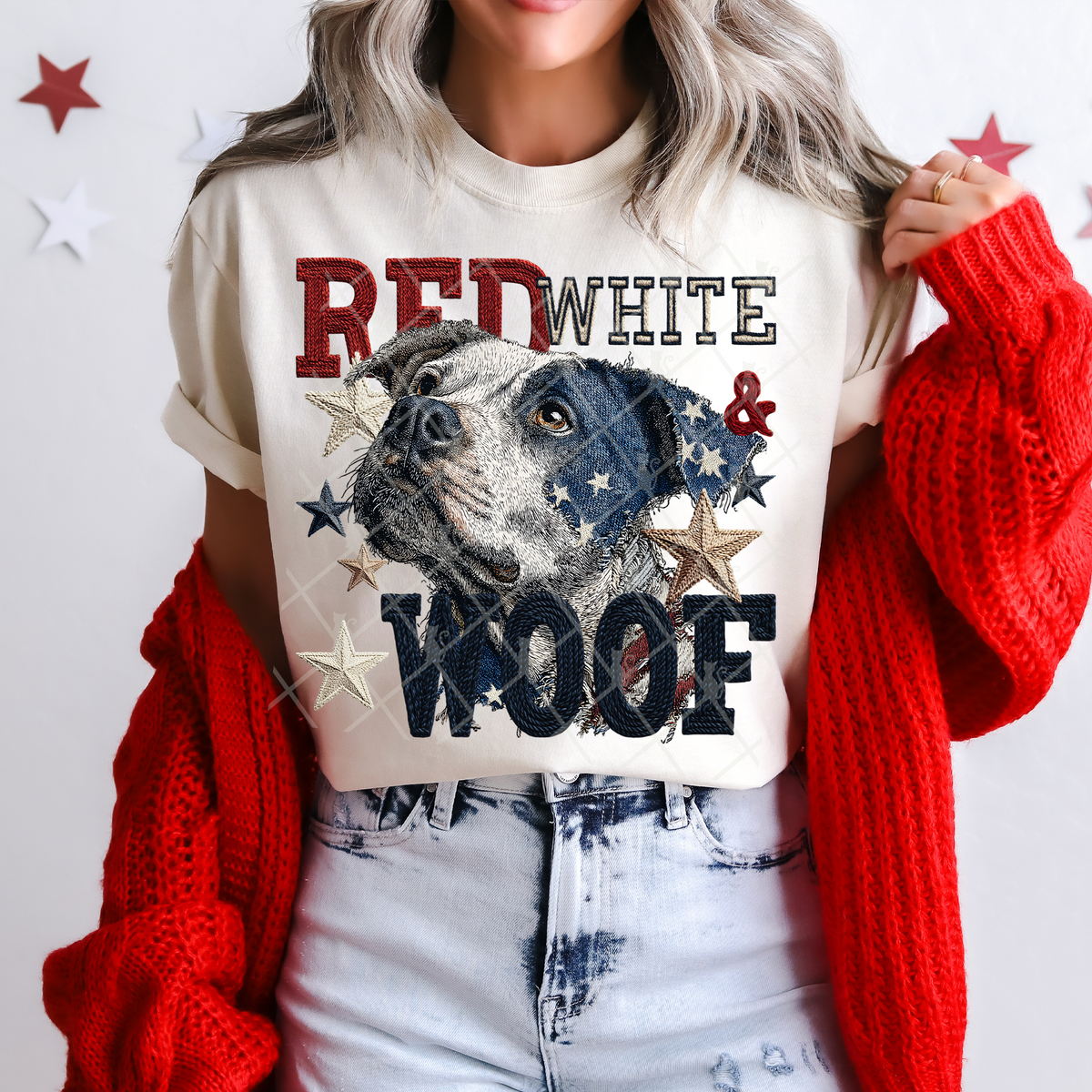 Red White & Woof Pit Bull (TTD) DTF Transfer