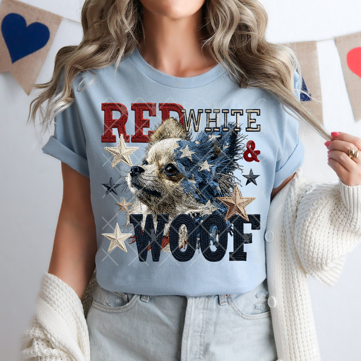 Red white & woof pomeranian (TTD) DTF Transfer