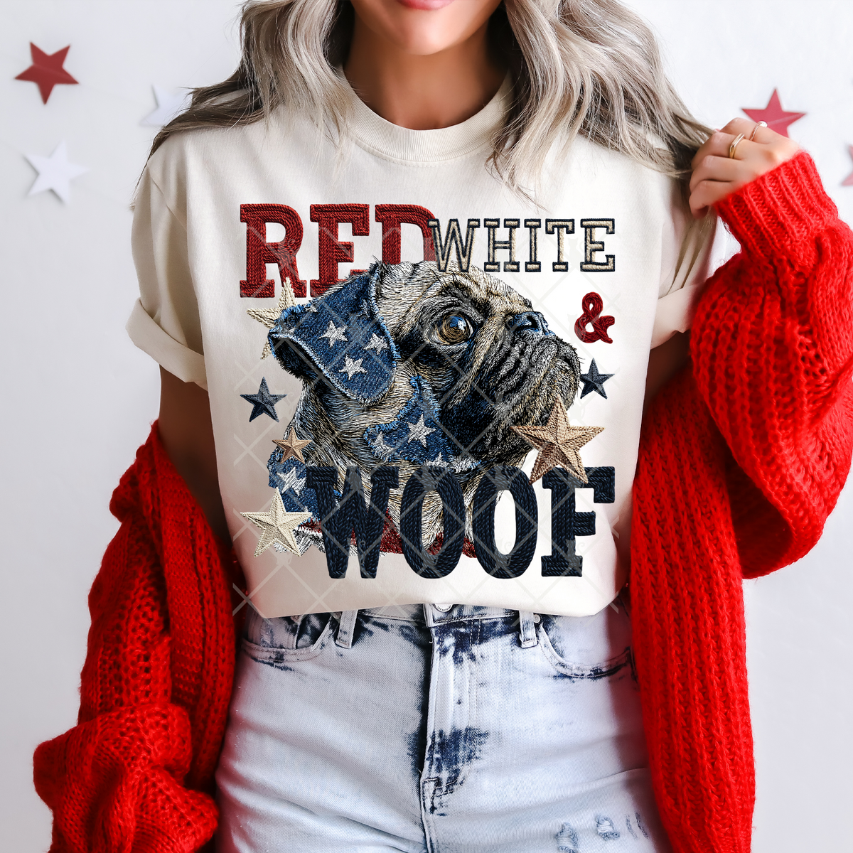 Red White & Woof Pug (TTD) DTF Transfer