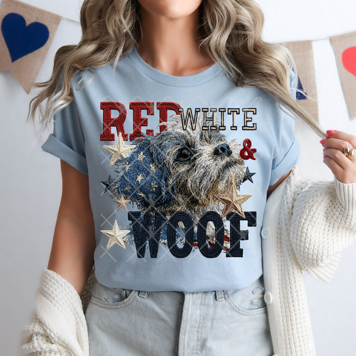 Red white & woof shih tzu (TTD) DTF Transfer