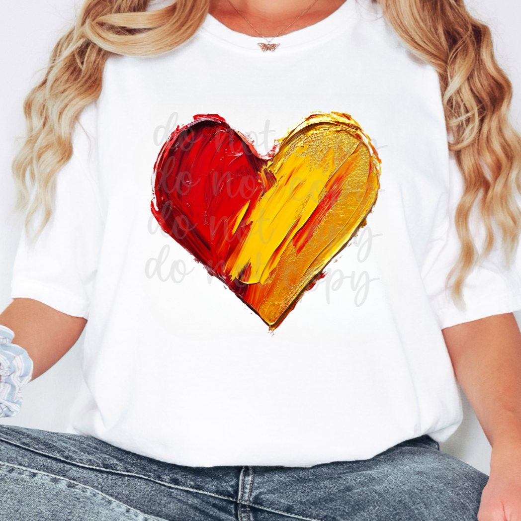 Red Yellow heart painted (Parker) DTF transfer