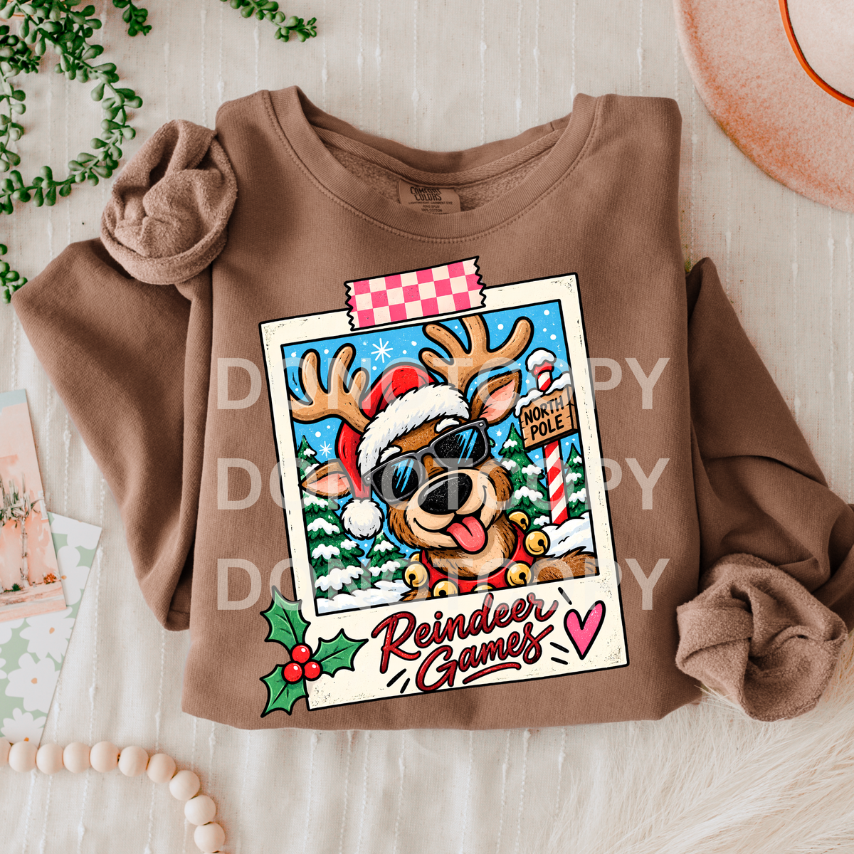 Reindeer Polaroid -Dark Skin (CSG) DTF Transfer