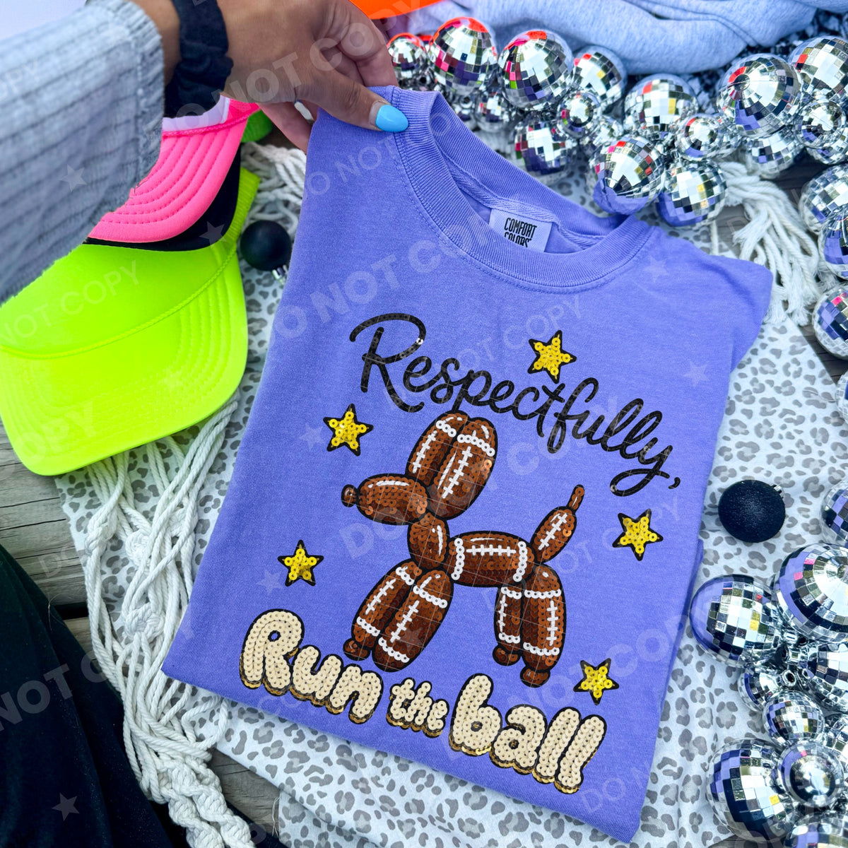 Respectfully, run the ball football ballon dog (HW) DTF transfer