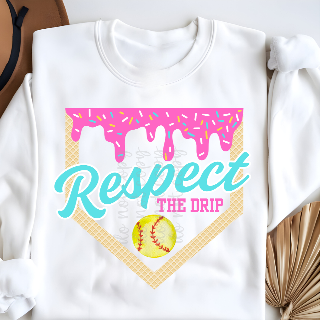 Respect the drip pink teal (Parker)  DTF Transfer