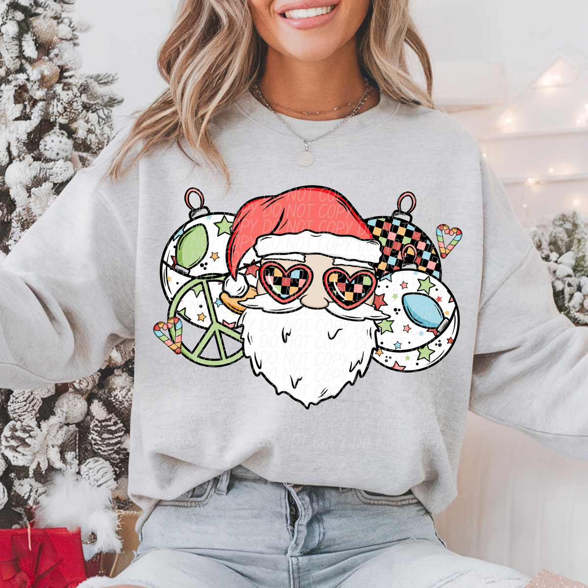 Retro Santa Heart Shades 71487 DTF transfer