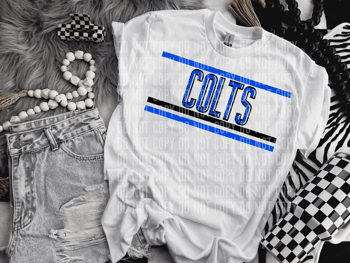 Retro Blue and Dot Colts (Caplinger) DTF transfer