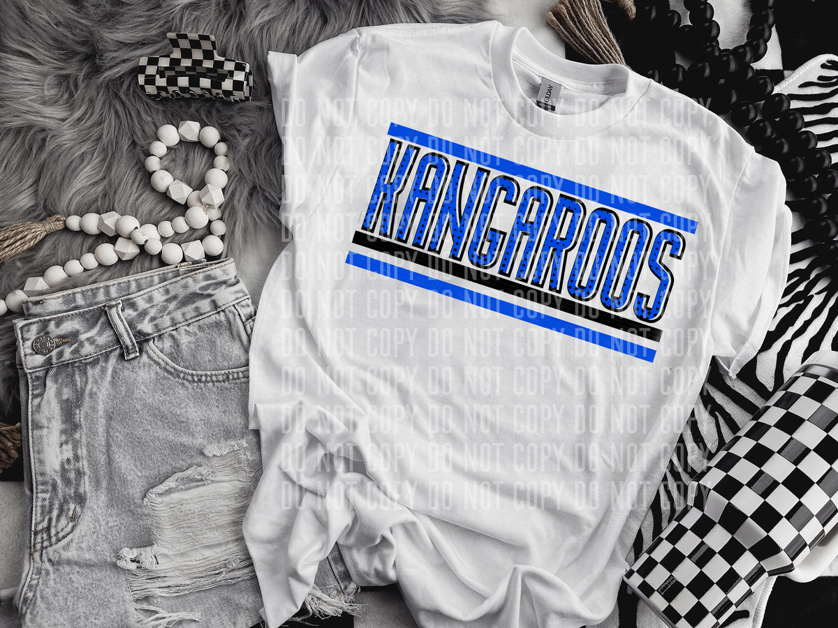 Retro Blue and Dot Kangaroos (Caplinger) DTF transfer