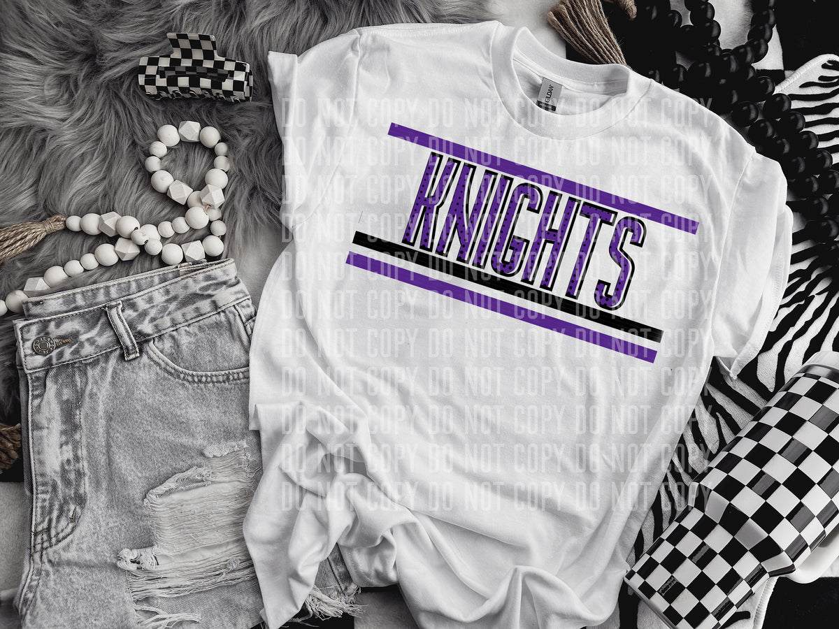 Retro Purple and Dot Knights (Caplinger) DTF transfer