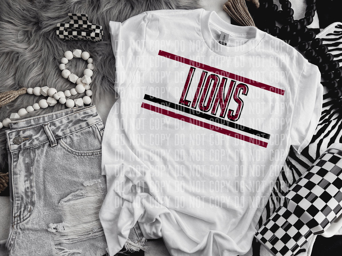 Retro Maroon and Dot Lions (Caplinger) DTF transfer