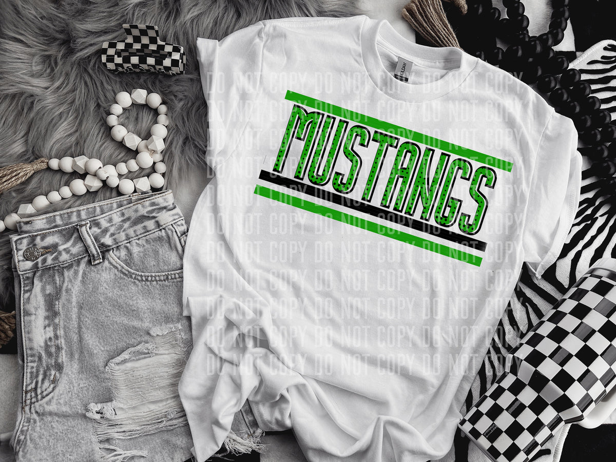 Retro Green and Dot Mustangs (Caplinger) DTF transfer