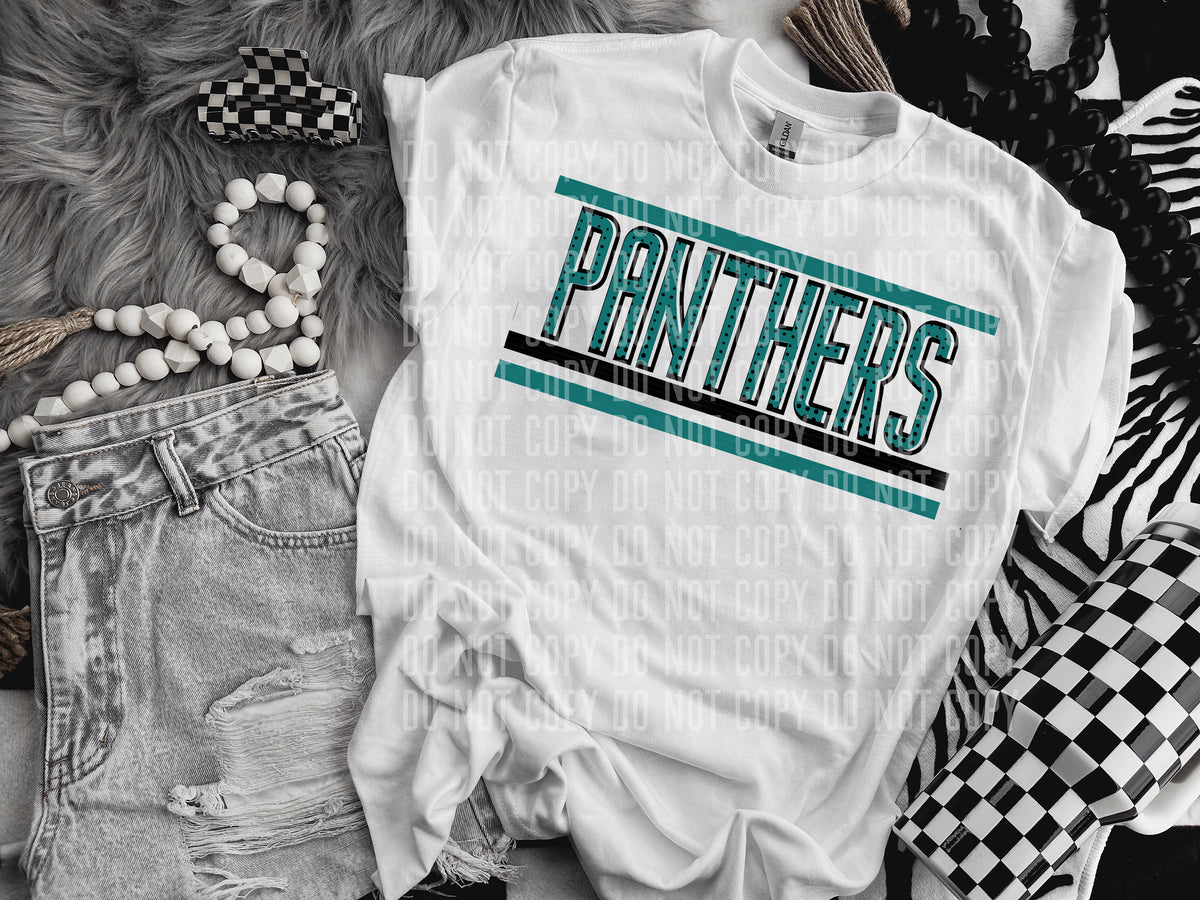 Retro Teal and Dot Panthers (Caplinger) DTF transfer