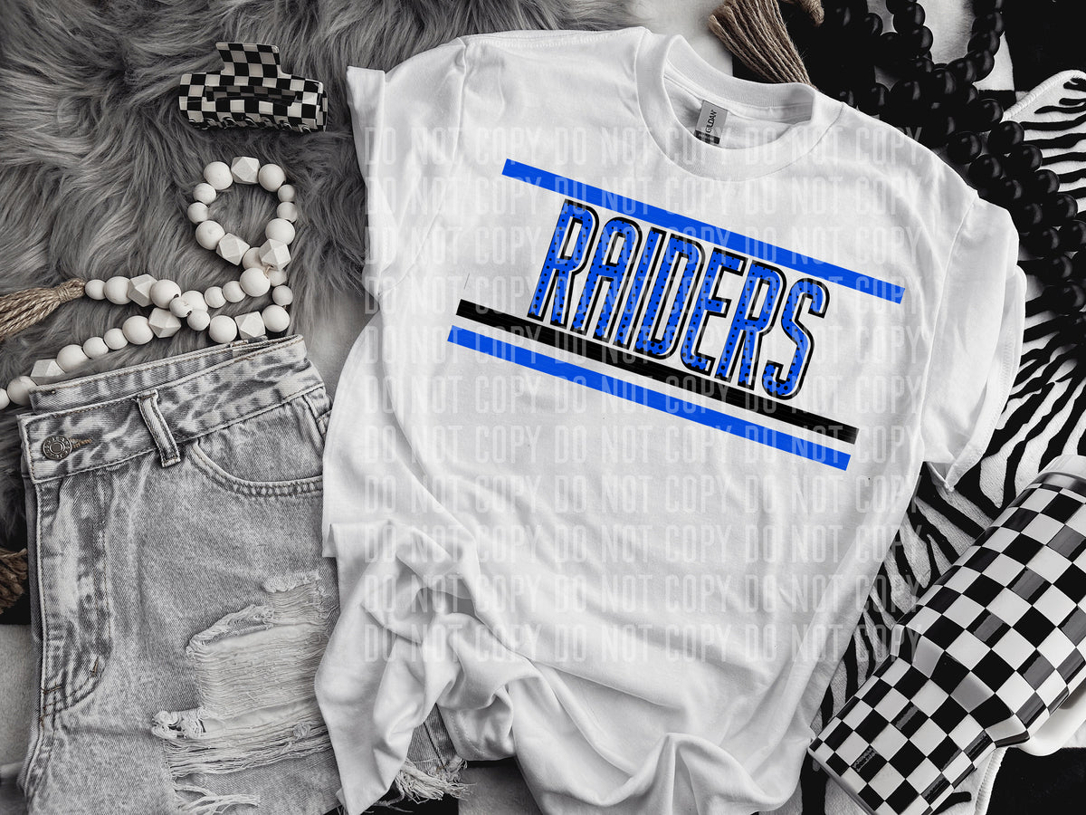 Retro Blue and Dot Raiders (Caplinger) DTF transfer