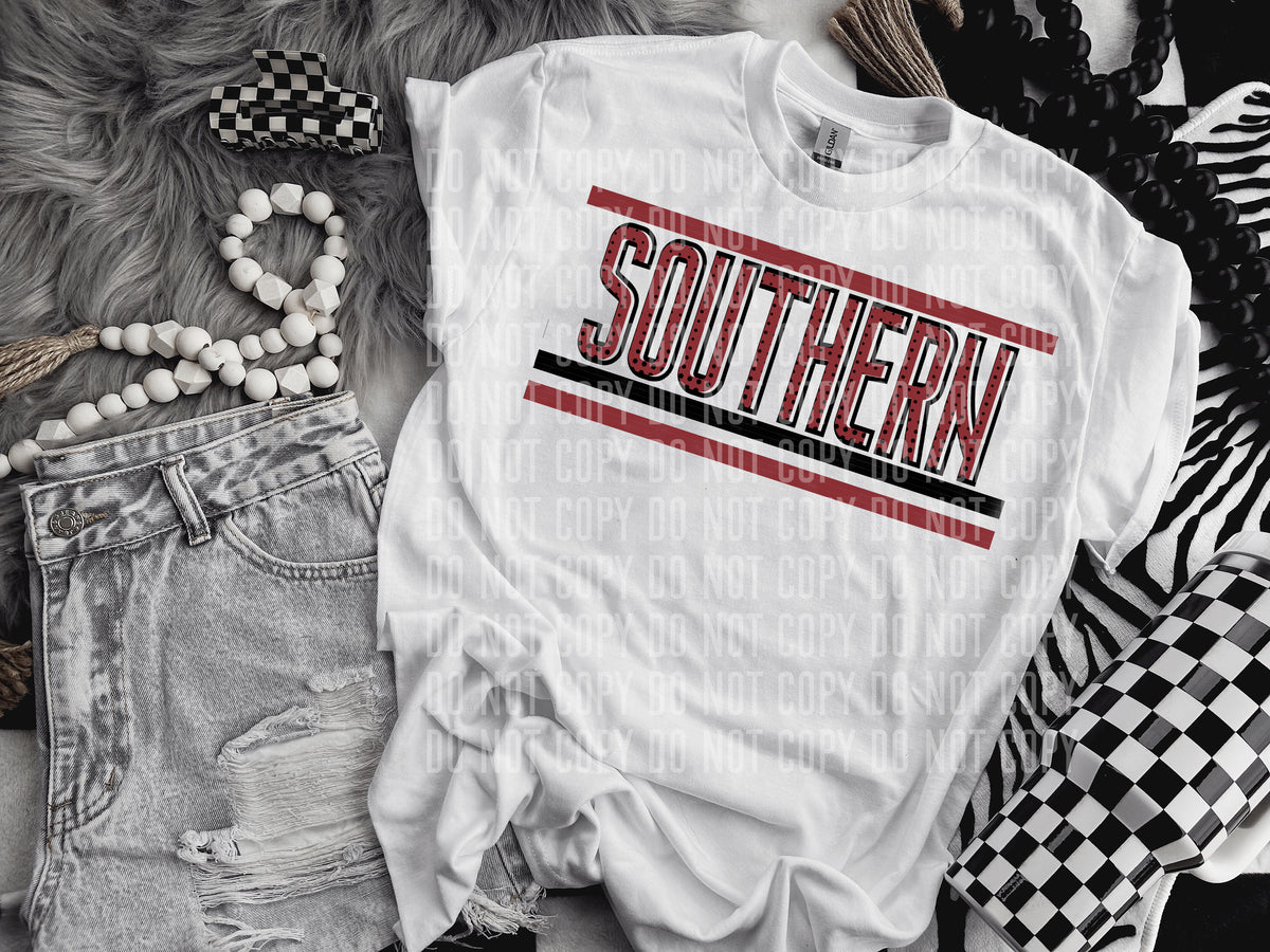 Retro Maroon and Dot Southern (Caplinger) DTF transfer