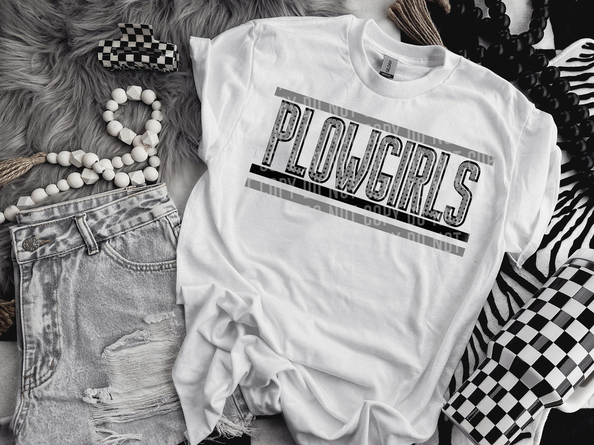Retro Grey and Dot Plowgirls (Caplinger) DTF transfer