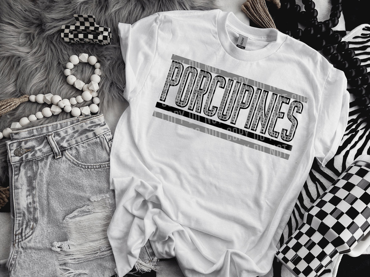 Retro Grey and Dot Porcupines (Caplinger) DTF transfer