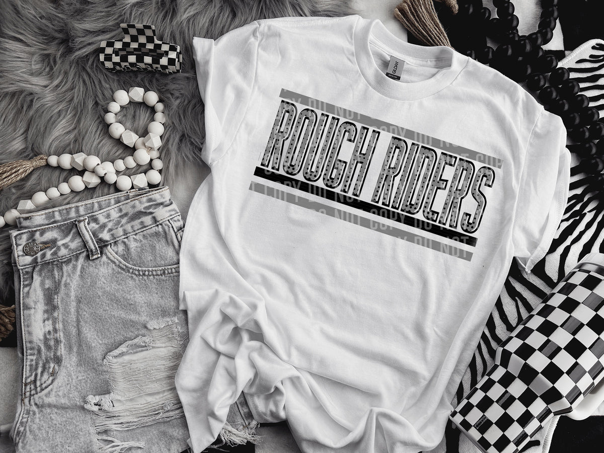 Retro Grey and Dot Rough Riders (Caplinger) DTF transfer