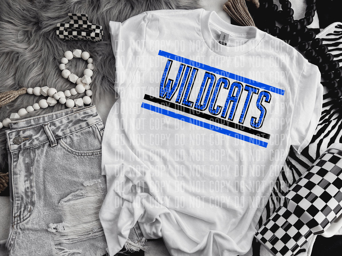 Retro Blue and Dot Wildcats (Caplinger) DTF transfer