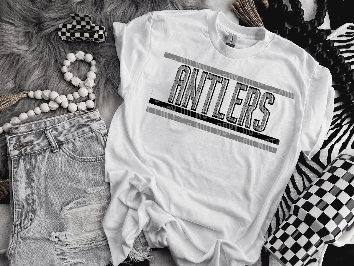 Retro Grey and Dot Antlers (Caplinger) DTF transfer