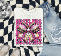 Hustlers Pink Bow School Mascot Rhinestone 57952 DTF transfer