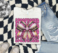 Spoofhound Pink Bow School Mascot Rhinestone 57964 DTF transfer