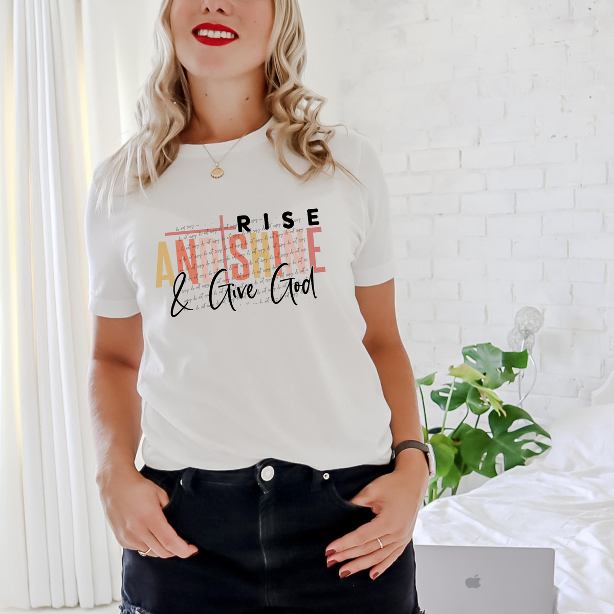 Rise And Shine And Give God Black 42396 DTF transfer