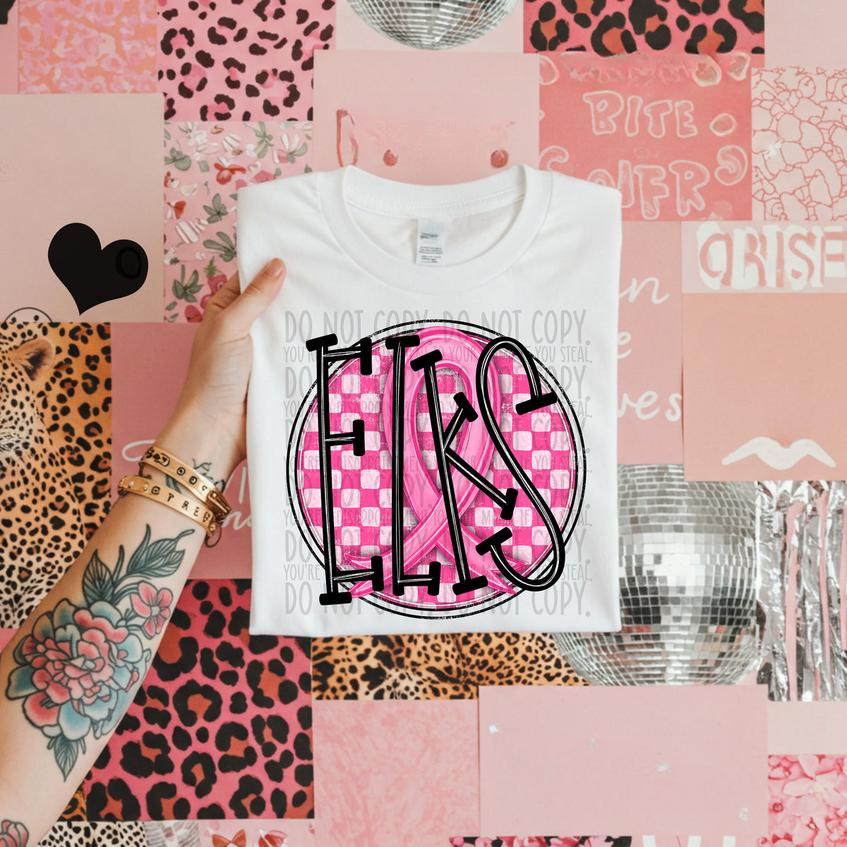 Elks pink checkered SWD DTF transfer