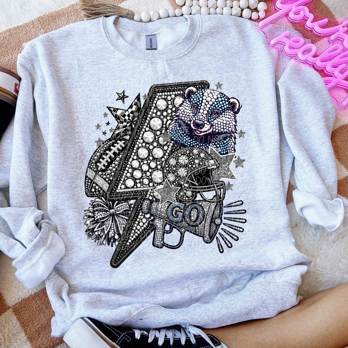 Rhinestone lightning bolt badgers 44478 DTF transfer