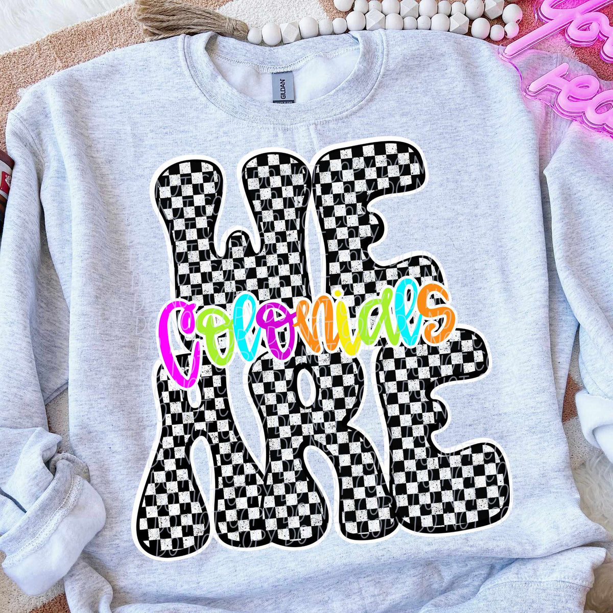 We are Colonials rainbow checkered (City) DTF transfer