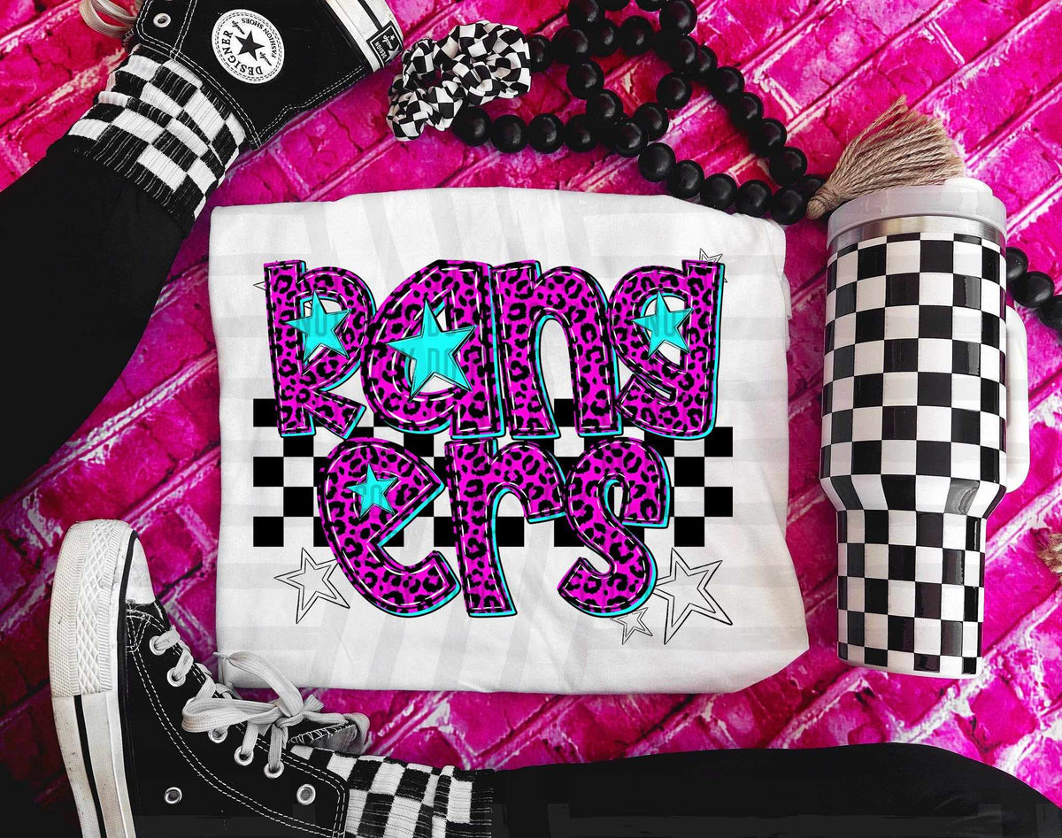 Rangers Pink Leopard Neon (Caplinger) DTF transfer
