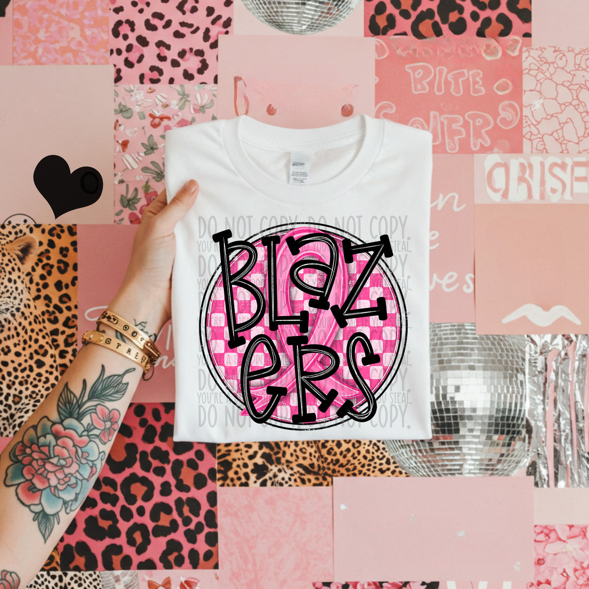 Blazers pink checkered SWD DTF transfer