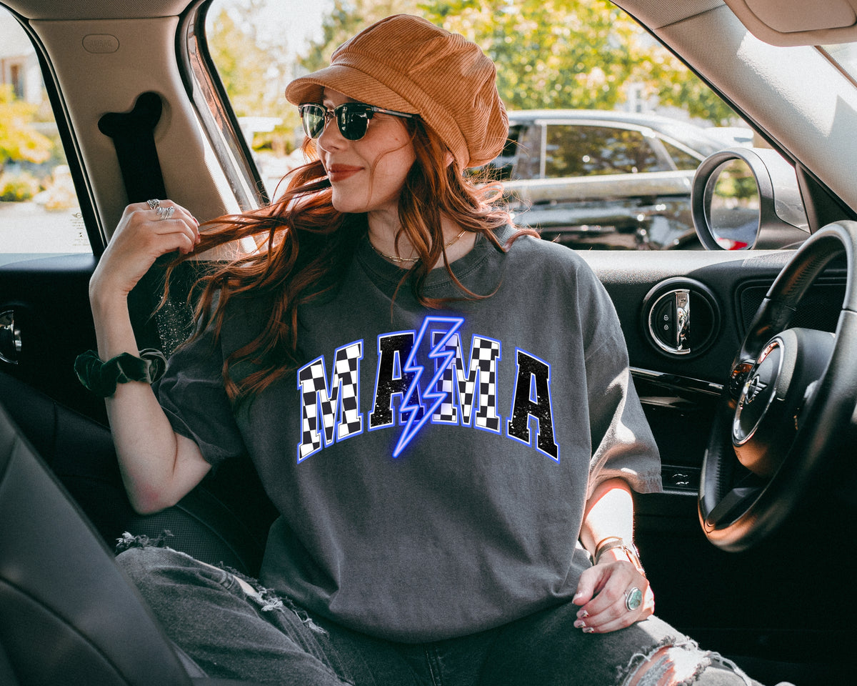 Mama DARK BLUE lightning bolt 68743 DTF transfer