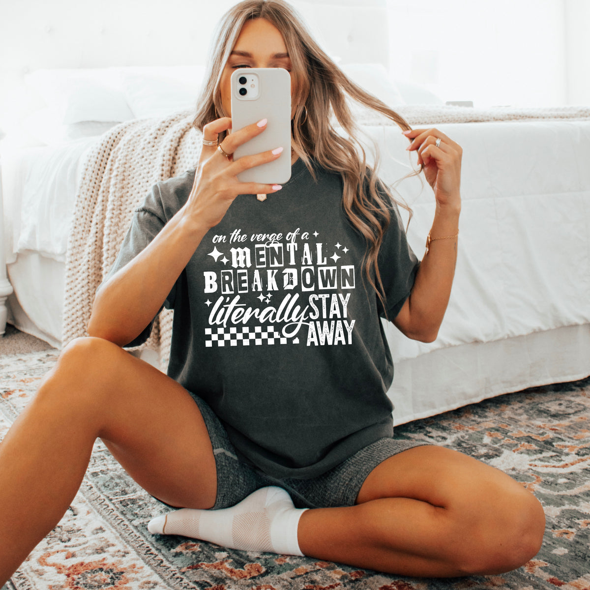 On the verge of a mental breakdown WHITE FONT CSC DTF transfer