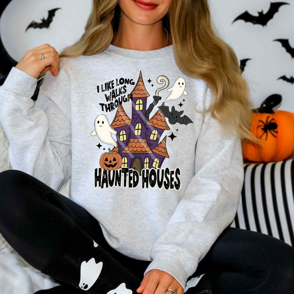 I like long walks through haunted houses DTF transfer