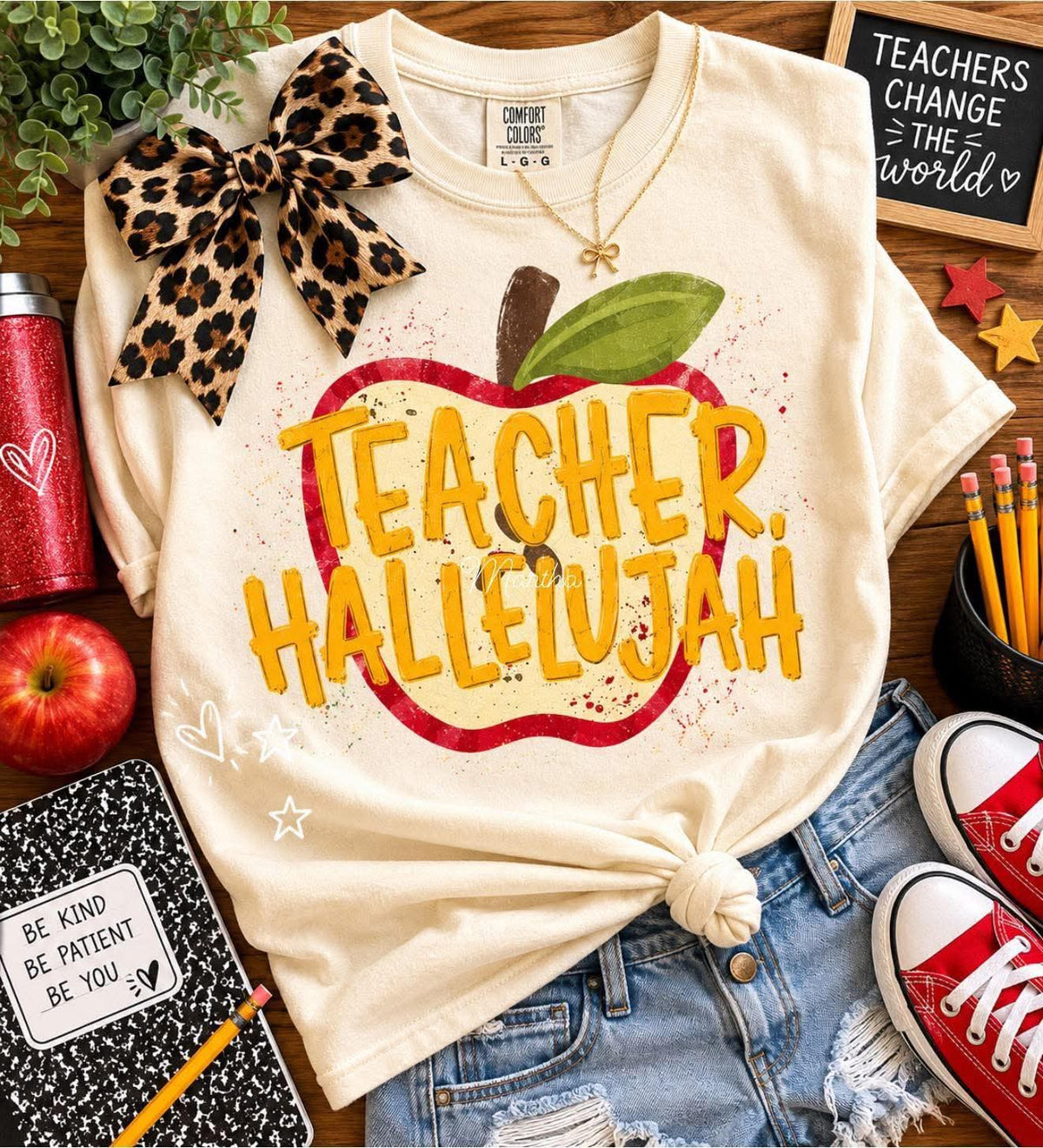 Teacher hallelujah apple Sunday Special DTF transfer