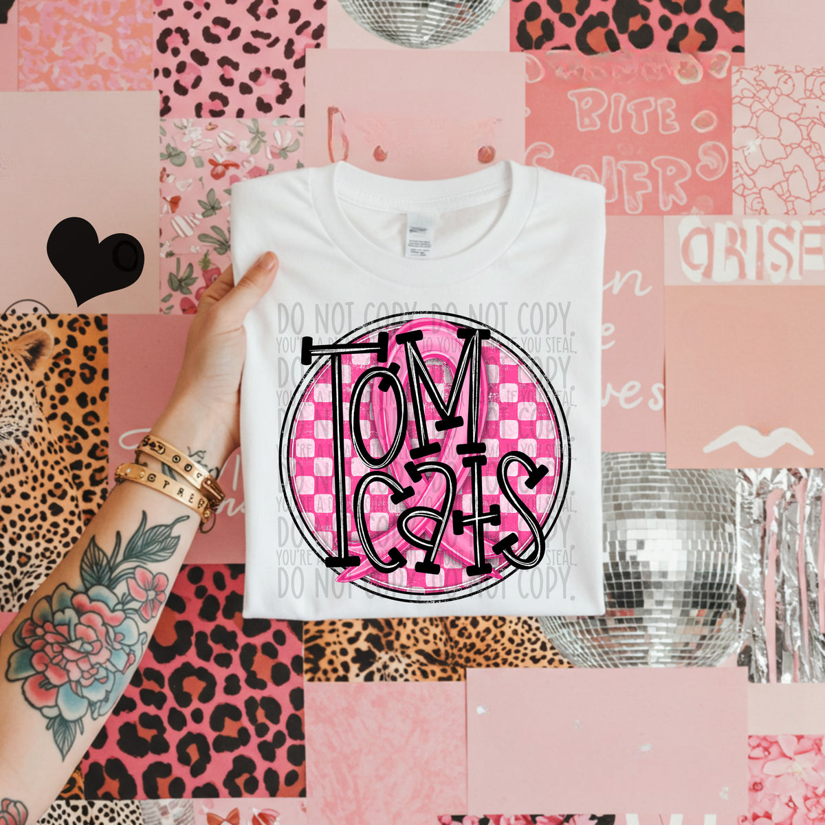 Tom cats pink checkered SWD DTF transfer