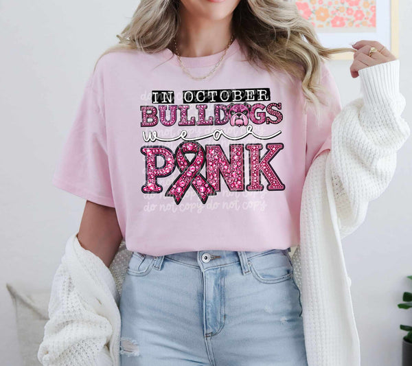 In october bulldogs wear pink 52037 DTF transfer