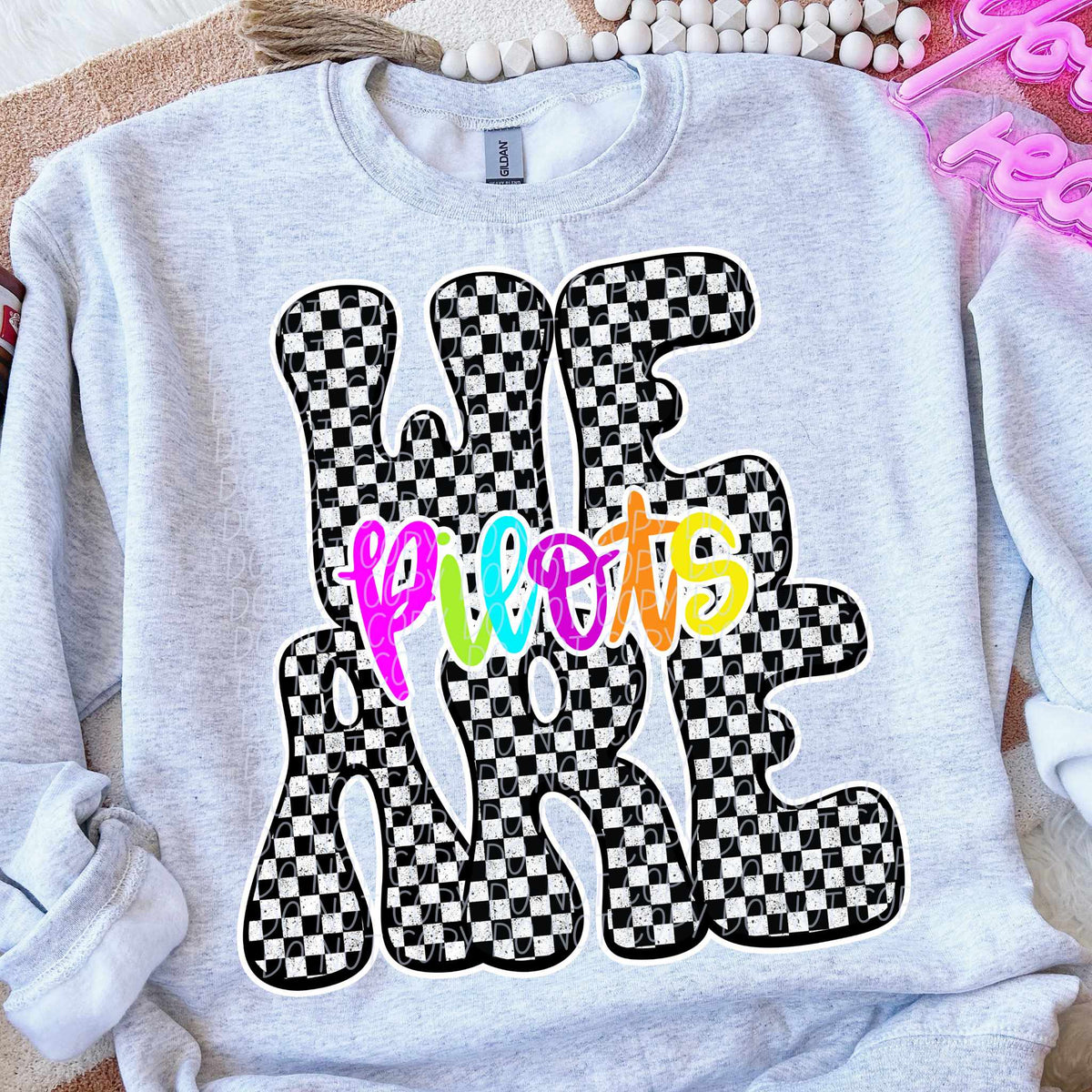 We are Pilots rainbow checkered (City) DTF transfer