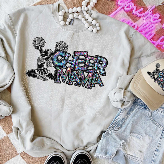 Cheer mama colorful stones skinny font (CITY) 44012 DTF transfer