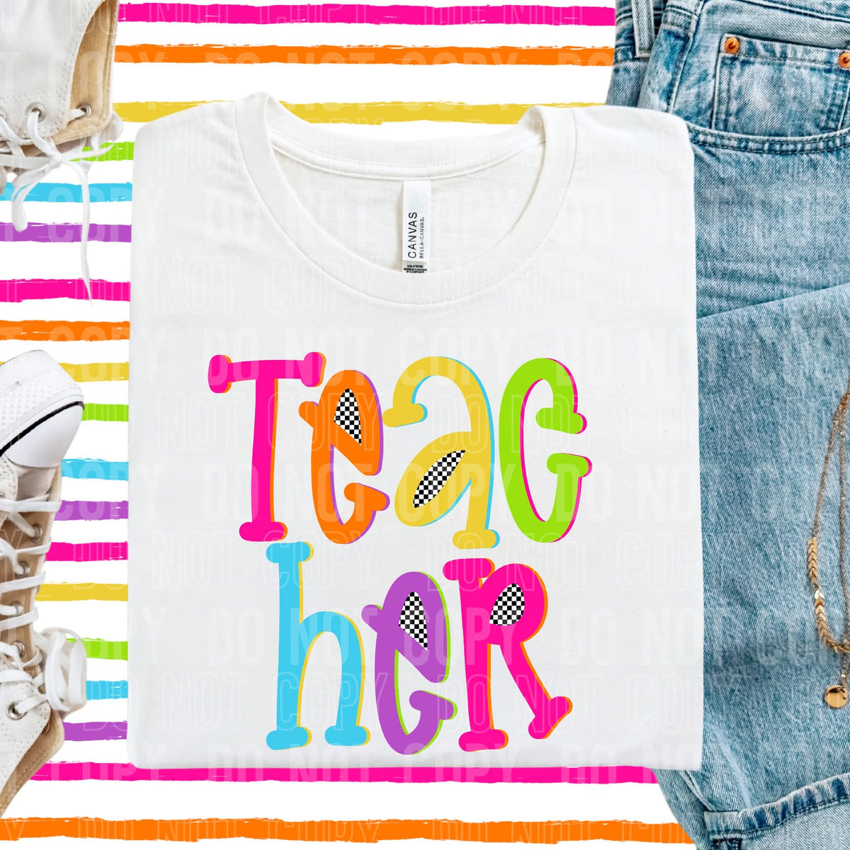 Teacher colorful DTF transfer