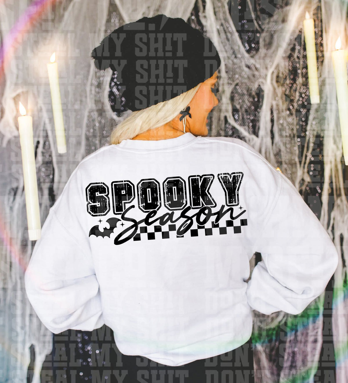 Spooky Season checkered BLACK LYTTLE DTF transfer