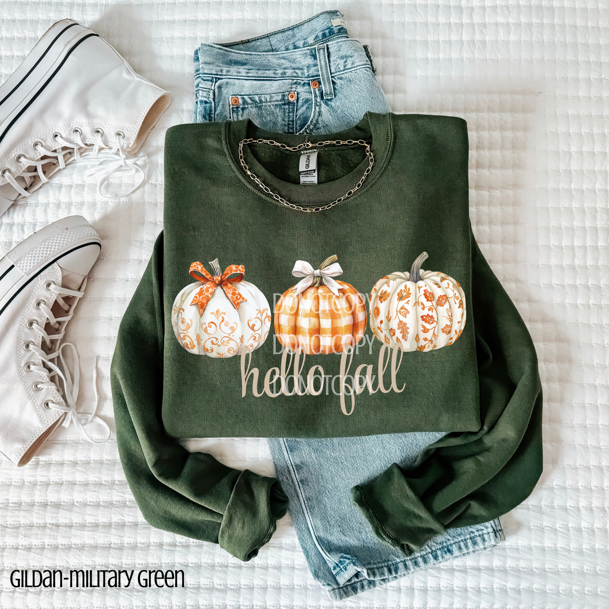 Hello fall pumpkin trio CSG DTF transfer